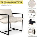 Kromax Sling Accent Chair, Set of 2, Cozy Living Room Chairs, Beige | Cozy Living Room Chairs, Square Metal Frame, Upholstered Soft Cushion, Sponge, 27.6"x27.6“x32.3, Easy Assembly