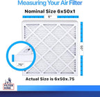 Filter King 6x50x1 Air Filter | 4-PACK | MERV 8 HVAC Pleated A/C Furnace Filters | MADE IN USA | Actual Size: 6 x 50 x .75"