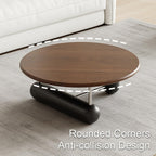 Walnut Veneer Nesting Round Coffee Table Set with Metal Base Center Table | Modern Sculptural Curved Accent Side Table, Stainless Steel Support Frame for Apartment Living Room(Black,Table Set)