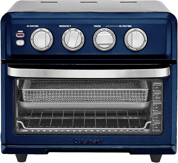 Cuisinart Air Fryer + Convection Toaster Oven, 8-1 Oven with Bake, Grill, Broil & Warm Options, Stainless Steel, TOA-70 (Navy Blue)