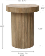 LuxenHome 19.7" H Wood Round Side Table, Natural Oak Finish Fluted Small Accent End Table, Mid Century Modern Wooden Coffee Table for Small Spaces, Bedside Night Stand for Couch, Living Room