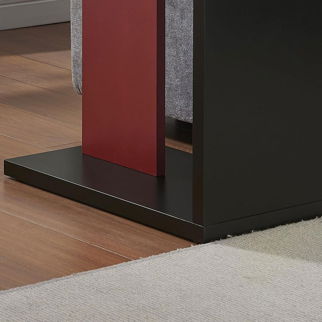 Kings Brand Furniture Hayward Side Table for Couch, Snack and Laptop Modern Accent Table, Black/Red