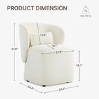 KISLOT Upholstered Dining Chairs with Wheels, Easy Assembly Stain Resistant Fabric Modern Barrel Armchair with Lumbar Cushion, Dining Room Chairs for Kitchen Living Room Bedroom, Beige, Set of 1