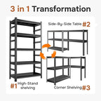 2500LBS Garage Shelving Heavy Duty 35.4"W Storage Shelves 5 Tier Heavy Duty Shelving Adjustable Garage Shelves for Basement, Warehouse, Commercial, Easy Assemble, 35.4" W x 71.2" H x 15.4" D