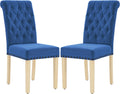 LOULENS Fabric Dining Chairs Set of 2, Upholstered Kitchen Chairs, Dark Blue
