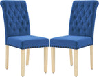 LOULENS Fabric Dining Chairs Set of 2, Upholstered Kitchen Chairs, Dark Blue
