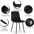 Homedot 37-Inch Round Kitchen Dining Room Table Set for 4, Modern Mid-Century Brown Dining Table with Black Velvet Chairs Set, Small Dining Set for Restaurant/Dining Hall