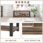 FOLUBAN Shoe Bench for Entryway, Wood and Metal Indoor Bench with Shoe Storage and Seating for Bedroom, Hallway, Living Room, Rustic Oak, 43.3 Inch