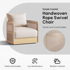 homary Patio Rattan 360° Swivel Chair Pieces of 2, Outdoor Wicker Furniture with Thickened Rainproof Cushion and Aluminum Frame for Garden, Balcony, Indoor, Khaki