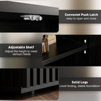 Rophefx Fluted Sideboard Cabinet, 94.5" Buffet Cabinet with Storage, Credenza Storage Cabinets with Adjustable Shelf, Wood Entryway Cabinets with Pop-up Doors for Living Room, Entryway, Hallway, Black