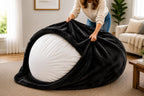 ULTIMATE SACK | 5 Ft Bean Bag Chair Replacement Cover Only | Black Fur | Removable Washable Cover only