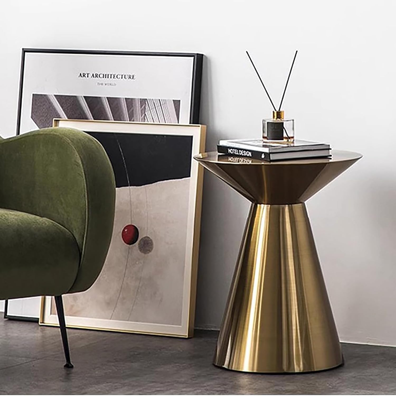 Modern Coffee Table Metal Tea Table,Luxury Sofa Side Table Corner Table,Round Pedestal Tea Table End Table for Living Room Bedroom(17.71" W x 21.65" H, Gold)