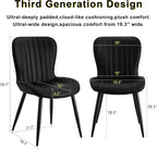 Dining Chairs Set of 6,Black Leather Dining Chair Upholstered,Kitchen Chair,Modern Dining Room Chairs with Black Metal Legs Frame for Restaurant,Dining Room,Cafe