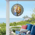 Crown Virgin Mary Wind Spinner, Metal Wind Spinners Outdoor Indoor, Religious Jesus Christ Garden Decor for Outside, Stainless Wind Spinners for Yard and Garden 10 inch 3D (25.76X25 CM)