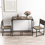 Giantex 3-Piece Dining Table Set for 2, Small Industrial Kitchen Table with 2 Chairs, Metal Frame, Space Saving Dinette Set for Breakfast Nook Dinner Small Space Apartment Living Room, Grey Oak