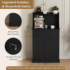 ARTPOWER 54" Kitchen Microwave Cabinet/Stand with Storage and Drawers, Pantry Storage Cabinet with Hutch & Adjustable Shelves for Kitchen, Dining Room, Living Room, Hallway in Black