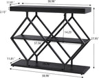 Garvee 3 Tier Console Table with Open Wood Shelves,39" Industrial Entryway Table,Sofa Table,Narrow Wood Accent Tables with Metal Frame for Hallway,Living Room,Behind Couch,Foyer,Entrance,Black