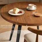 Round Dining Table, Small Dining Table for 2, 31.5" Round Table, Mid-Century Modern Kitchen Table with 1.4" Thickness Wood Grain Tabletop for or Small Space, Dining Room, Kitchen, UG Brown