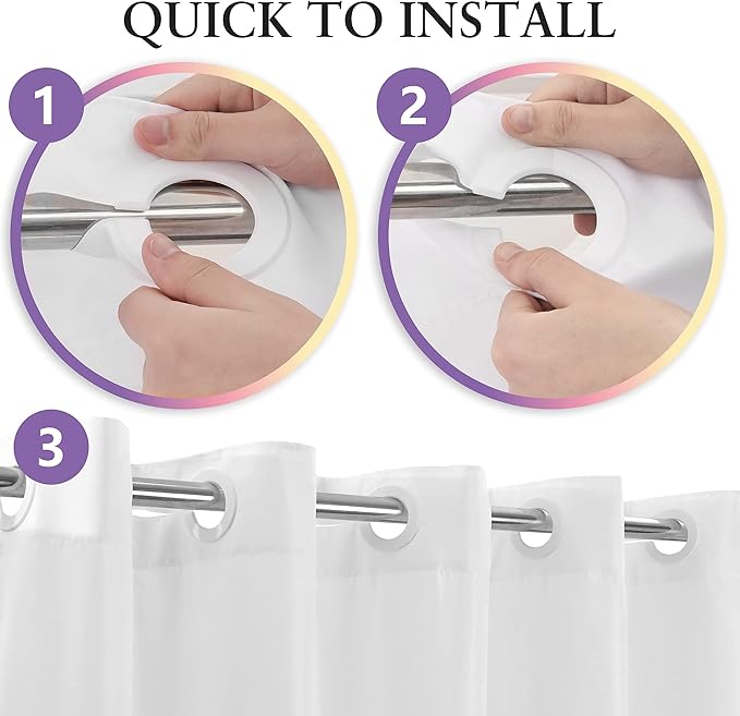 Stall Size Fabric Shower Curtain No Hooks or Liner Needed - Soft Shower Stall Curtain 54" x 78" Hotel Grade, Waterproof & Machine Washable, White, 54x80
