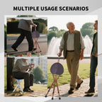 Folding Stool with LED Light, Adjustable Walking Cane Seat, Portable Tripod Chair with Handle