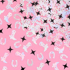 xo, Fetti Black + Iridescent Western Confetti - 200 pc | Rodeo Bachelorette Tablescape, Ranch Birthday Party Decoration, Cowgirl Table Decor, Cowboy Kids Party Supplies