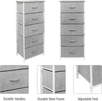 Sorbus Nightstand with 5 Drawers - Bedside Furniture & Night Stand End Table Dresser with Steel Frame, Wood Top, Easy Pull Fabric Bins for Home, Bedroom Accessories, Office & Dorm