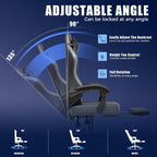 GTPLAYER Gaming Chair with Footrest, Ergonomic Office Chair 300lbs Capacity, Computer Desk Chair with Headrest and Lumbar Support, Linkage Armrests, 90-155° Recline, PU Leather Grey