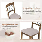 Giantex Dining Chairs Set of 4, Fabric Upholstered Armless Kitchen Chairs w/Hollowed Backrest, Padded Seat, Rubber Wood Frame, Farmhouse Side Chairs for Living Room Restaurant, Rustic Brown