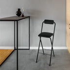 Thyle 1 Pcs Folding Bar Stool with Backrest Counter Height Seat,29.5 Inch | Tall Foldable Design for Kitchen Island Cafe Dining, Portable Space-saving, Leather Padded Seat Back, Metal Frame