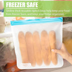 Reusable Gallon Food Storage Bags - 10 Pack Extra Thick Reusable Gallon Freezer Bags Leakproof Plastic Free Lunch Bag