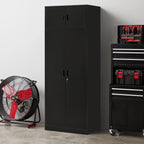 BESFUR 87" Tall Metal Storage Cabinet with Top Cabinet, Locking Garage Storage Cabinet with 4 Adjustable Shelves, Heavy-Duty Tall Cabinet for Home Office, Utility Room, Warehouse, School (Black)