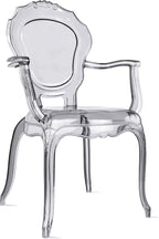 2xhome Stackable Ghost Dining Chair | Transparent Vanity Armchair | Louis Belle Style Kitchen Patio Chair Parent (2, Smoke, Armchair)