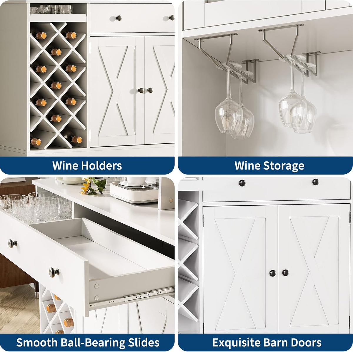 71" Kitchen Pantry Cabinet with Wine Bottle Rack and Charging Station Tall Pantry Storage Cabinet with Adjustable Shelves and Door Shelves Modern Kitchen Hutch with Microwave Stand and Countertop