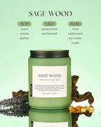 M&SENSE Sage Wood Scented Candle, 19.4oz 110 Hours Long Lasting Clean Non Toxic All Natural Soy Wax Candle for Relaxing & Stress Relief, 2 Wick Home Fragrance Gifts for Home Decor