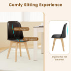 Giantex Modern Dining Chairs Set of 2, Black Armless Kitchen Chair w/Solid Beech Wood Legs, Tilt Backrest, Wide Seat, Indoor Plastic Side Chairs for Living Dining Room Restaurant