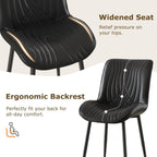 VECELO Dining Chairs Set of 2, Modern Upholstered Faux Leather Cushion Seat and Metal Legs for Kitchen, Living Room, Black