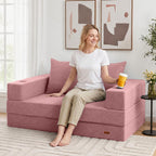 COMAX Futon Sofa Bed, Convertible Sofa Bed, Folding Couches | Low-Profile Small Couch for Living Room, 11.8" H Low Seat 59" Foldable Floor Sofa Lounge Space‑Saving
