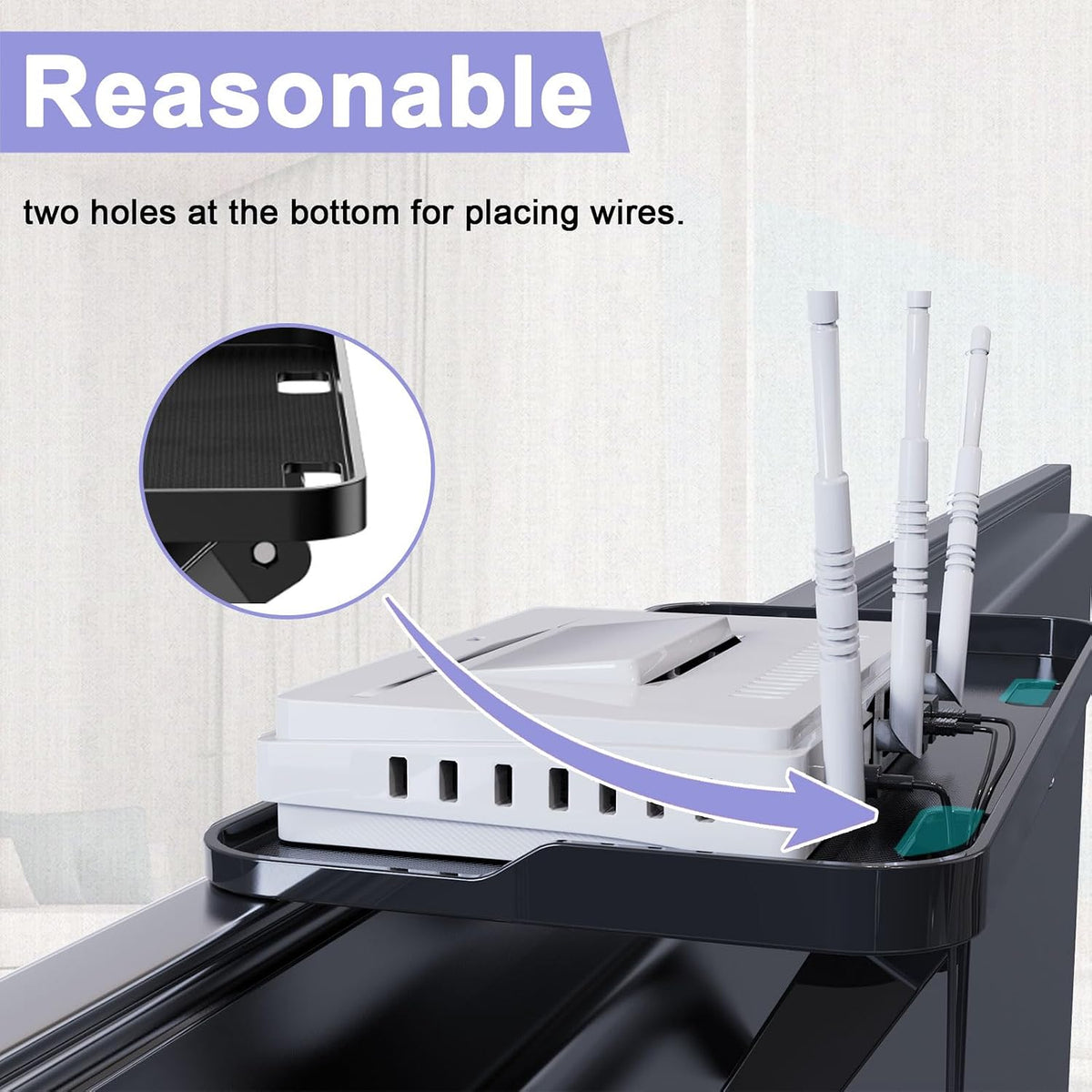 TETVIK TV Top Shelf Screen Adjustable Monitor Top Shelf Storage Bracket Tray Mount Computer Bracket for Cellphone Stand, Media Boxes, Game Console, Router, Speakers Black 2 Pieces