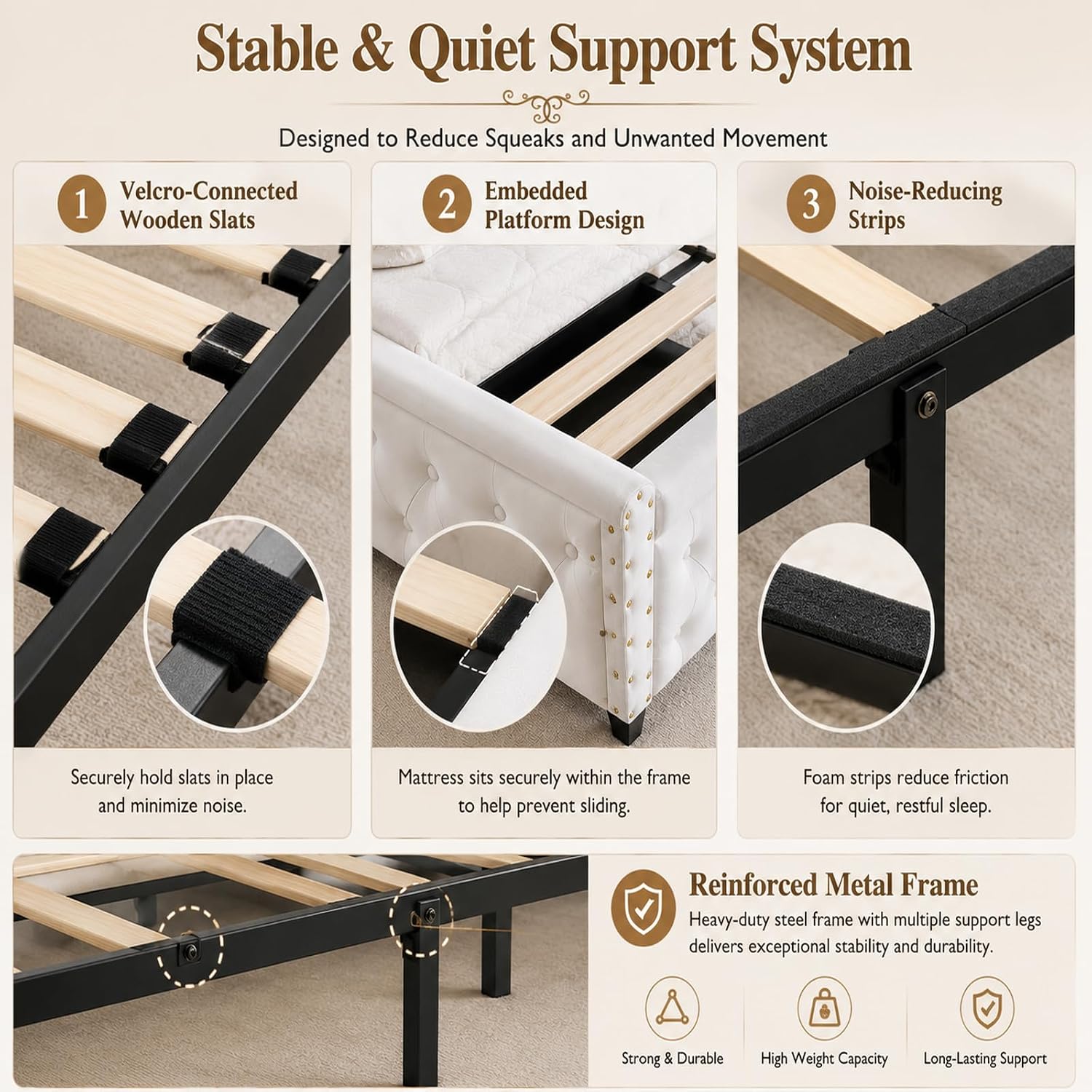 King Size Bed Frame with 51.2" Tall Lighted Storage Headboard and Charging Station, Velvet Upholstered Tufted Wingback Platform Bed with Footboard, No Box Spring Needed, Noise-Free