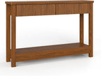 Fluted Entryway Table with 2 Drawers, 47" Console Table for Entryway, Wooden Table with Storage for Living Room, Foyer, Hallway, Office, Brwon