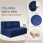 Nigoone 60 Inch Folding Sofa Couch Memory Foam with Pillow Convertible Sleeper Mattress Futon Lazy for Living Room, Washable Cover, Queen Size, Dark Blue