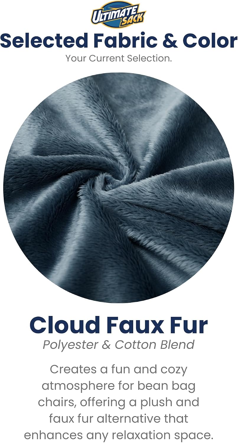 Ultimate Sack 5000 5-Foot Bean Bag Chair, Cloud Fur Cover – Oversized Foam Lounger, Floor Seat, Small Sofa, or Couch Bed for Living Area, Gaming Room, or Reading Lounge
