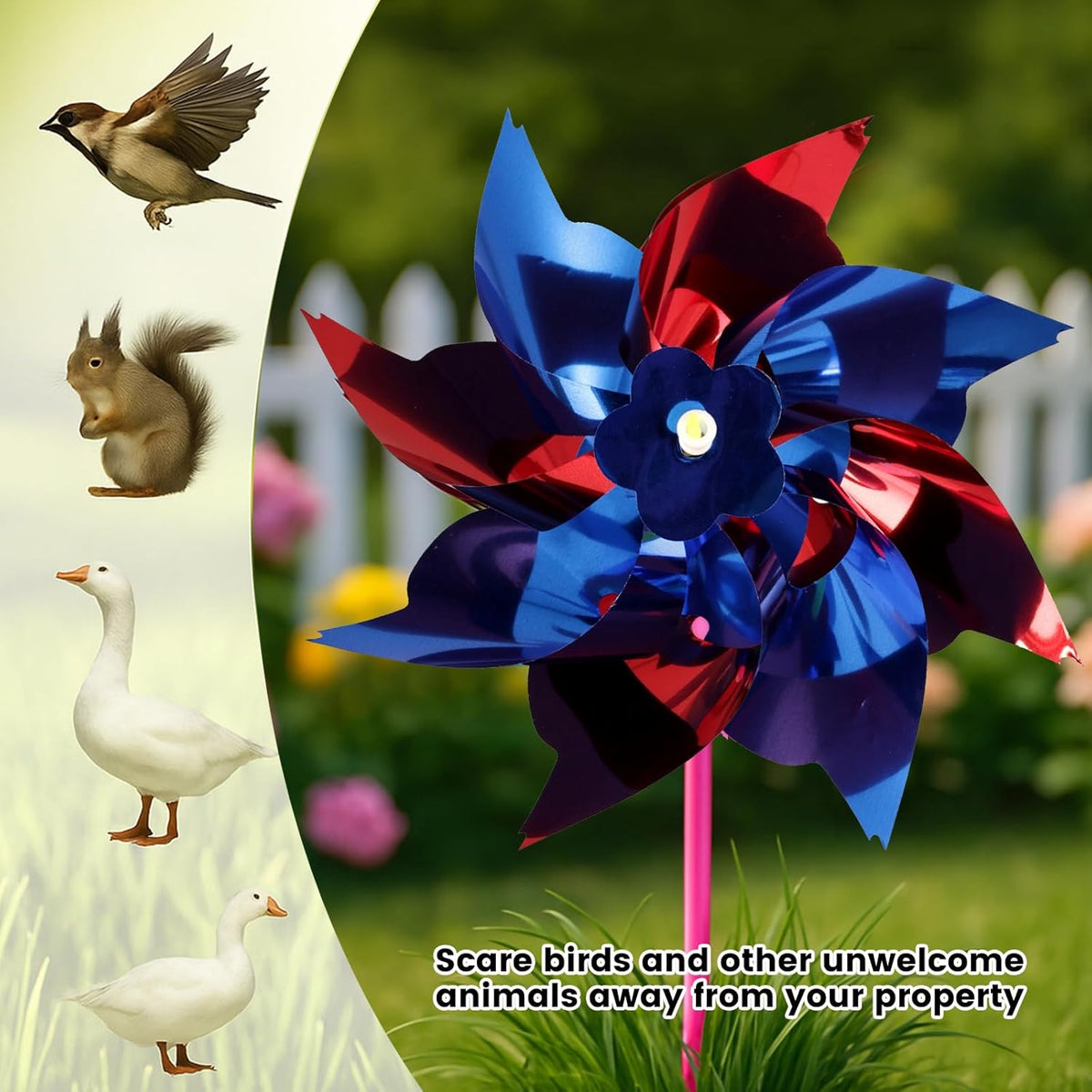 JOHOUSE 100PCS Plastic Rainbow Pinwheels for Kids - Party Favors, Garden Yard Decorations, DIY Crafts, Bird Deterrent for Outside Windmills