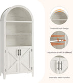 Garvee Arched Cabinet with Doors, 5-Tier Kitchen Pantry Cabinet with Adjustable Shelves, Wooden Open Farmhouse Storage Organizer for Kitchen, Dining Room, Living Room, Home Office, White