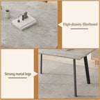 ZckyCine 46.5" Modern Grey Dining Table Set for Small Spaces, 5-Piece Set with Rectangular Table & 4 Padded Leather Chairs, Compact, Sturdy & Easy to Assemble (Table + 4 Brown Dining Chairs, 46.5")