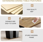 HomVent 5 Piece Extendable Dining Table Set for 4 with Chairs, 63"-78.7" 4 Person Dining Room Table Sets for 4-10 People, Wood Rectangle Farmhouse Expandable Kitchen Table Chairs Set of 4, Dinner Set