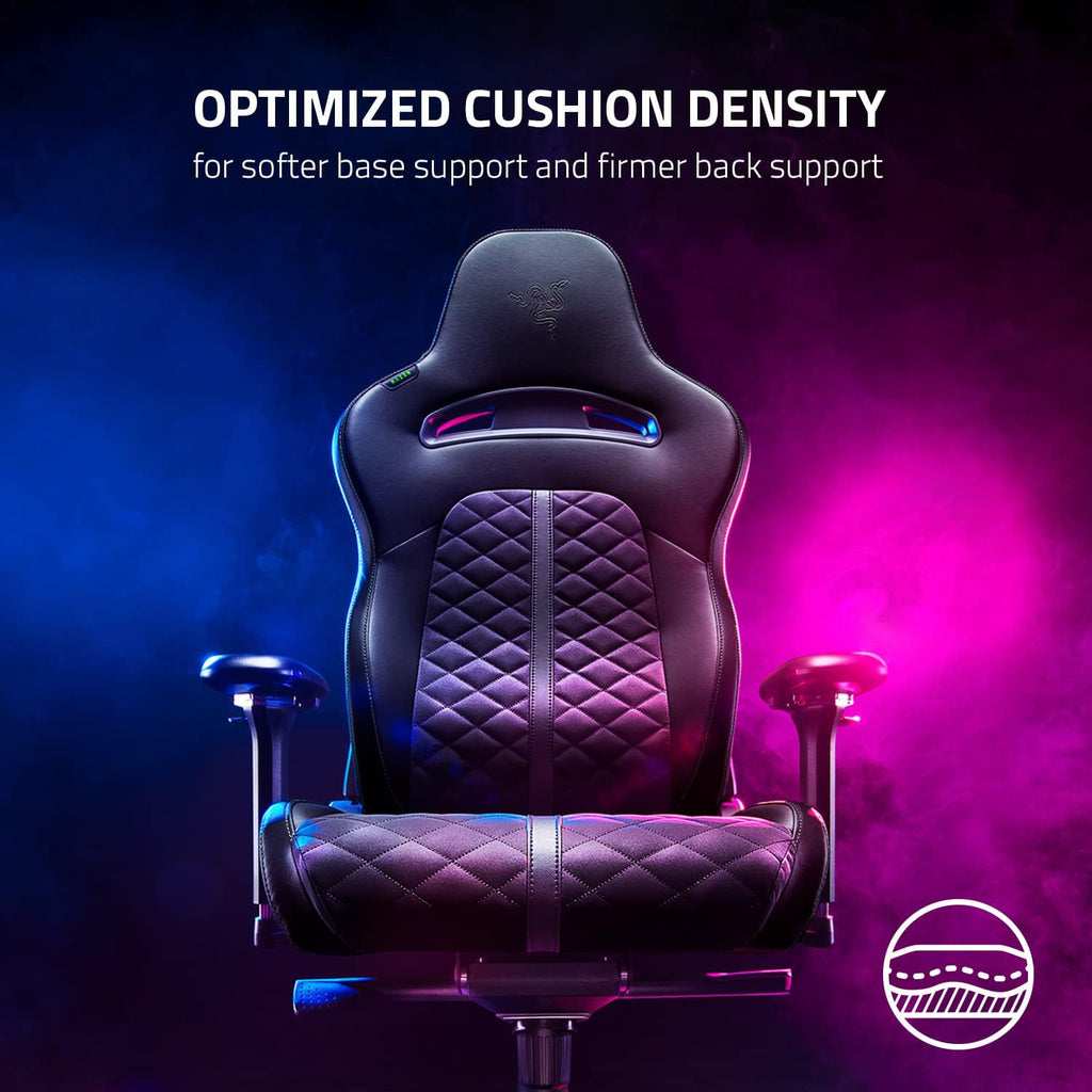 Razer Enki Gaming Chair, Built-in Lumbar Arch, All-Day Comfort, Black | Optimized Cushion Density, Dual-Textured, Eco-Friendly Synthetic Leather, Adjustable 152-degree Recline