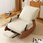 Rocking Chair with Side Bags, Adjustable Backrest Recliner Armchairs, Wide Accent Chair with Retractable Pedals, for Offices, Cafes, Reception Rooms