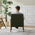 Achicsofar Accent Chair Mid Century Modern Armchair with Lumbar Support Pillow Wood Legs PU Leather Upholstered Lounge Chairs Comfy High Back Cushion for Living Room Bedroom