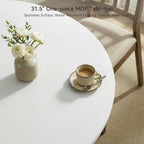 SIMTONAL 31.5" Round Dining Table, Space-Saving Small Dining Table for 2-4 People with Wood Grain Tabletop and Geometric Pedestal Base, Modern Farmhouse Table for Small Spaces, Apartment,White